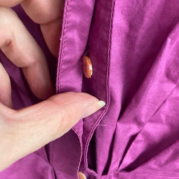 Lafayette 148 elegant raspberry cotton blouse w/belted waist & pretty collar - Picture 4 of 8